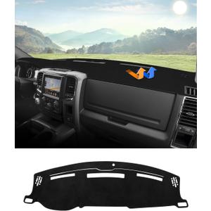Autorder Dashboard Cover Mat for 2009 2010-2018 Dodge Ram 1500 2500 3500 Accessories Dash Cover Flannel Dash Mat Sunshade Glare UV Rays Protector (Without Hud)