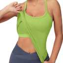 MathCat Workout Tank Tops for Women with Built in Bra, Sleeveless Gym Tops Seamless Racerback Athletic Yoga Shirts (Medium, Lime)