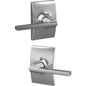 Schlage F10 LAT 625 CEN Latitude Door Lever with Century Trim, Hall & Closet Passage Lock, Bright Chrome