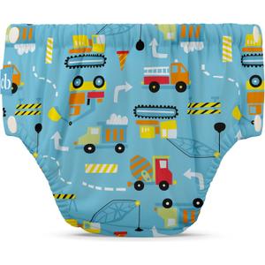 Charlie Banana Reusable Potty Training Underwear with Snaps, Designed to minimize Accidents, Construction, Size S (12-20 lbs)