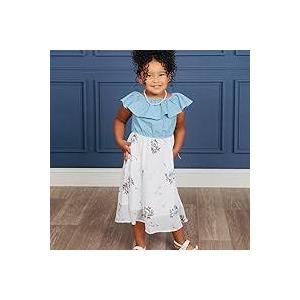 Girl's Dress, Floral Print (Blue/White), Size 130