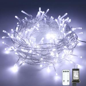 66FT White Christmas Lights, 8 Modes with Remote, 200 LED String Lights for Indoor, Outdoor, Christmas Tree
