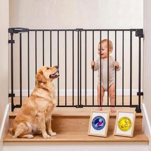 Mumeasy 30" Tall Baby Gate for Stairs & Doorways, No Bottom Bar Dog Gate