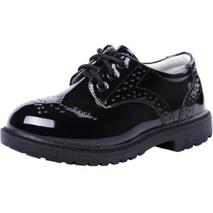 DADAWEN Children's Boy's Girl's Lace-Up School Uniform Shoes Comfort Oxford Dress Shoes, Black, Size: 8 Toddler