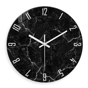 Constantplanet Black Wall Clock for Bedroom Glass Modren Wall Clock Battery Operated 14 Inch Analog Wall Clock Non Ticking