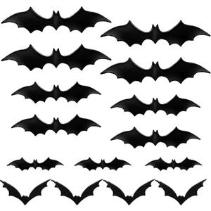 Konohan 15 Pcs Halloween Bat Magnets for Fridge Car Garage Door 4 Different Sizes 3D PVC Bat Stickers DIY Wall Decal for Halloween Refrigerator Indoor Outdoor Home Decoration(Black)