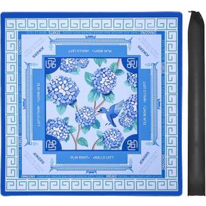 Jongyance Blue American Learning Mahjong Mat (33x33) with Black Carrying Bag, Anti-Slip, Mahjong Table Mat for Mah-jongg, Poker, Board Games, Dominoes