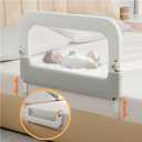 Bed Guard Rail for Toddlers - 32inch Folding up & Adjustable Heights Baby Bed Safety Rails - Portable Toddler Bed Barrier Railing Guard for Kids Twin, Bunk, Queen, Full Size Bed (32 inch Length)