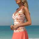 ROSEWE Two Piece Tankini Swimsuits for Women, Tummy Control Bathing Suit with Skirt, V-Neck Swimdress (Pink, M)