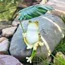 OwMell Frog Statue for Garden, Green Frog Figurine for Outdoor Decor Yard and Garden Decoration Resin Sculpture - Umbrella