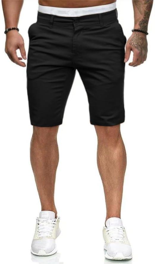 HUNGSON Men's Casual Shorts Lightweight Golf Shorts with 4 Pockets Stretch Quick Dry Comfy Work Shorts (Black)