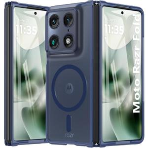 OWKEY for Motorola Razr Fold Case Compatible with MagSafe,[Hinge Protection] Magnetic Moto Razr Fold 2026 Case Shockproof Military Translucent Matte Bumper Cover Phone Case for Moto Razr Fold 5G, Blue