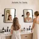 Besdomus Bathroom Pivot Wall Mirror: 20"x24" Black Tilting Beveled HD Glass