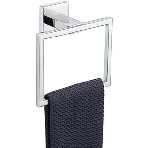 TQKAG Polished Towel Ring Bathroom Hand Towel Holder Stainless Steel Square Towel Hangers Wall Mounted
