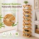 9 Tier Bamboo Shoe Rack, Foldable Narrow Shoe Organizer, Corner Shoe Rack Space Saving Vertical Shoe Storage Shelf Tower, No Assembly Closet & Entryway, Small Spaces (9-Layers), 57.87 x 10.24 x 10.24 inches