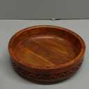 EDHAS Mango Wood Decorative Round Carved Bowl for Decoration, Centerpiece Bowl for Table (10" x 10" x 2.5")