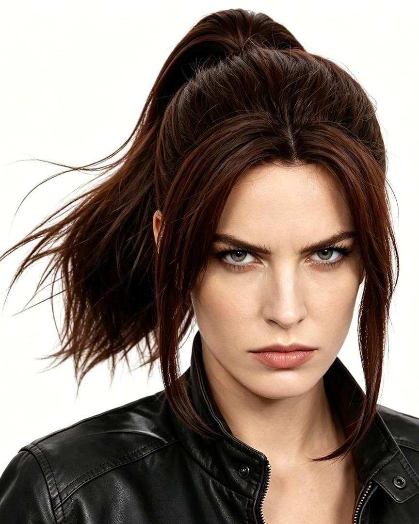 ANOGOL Hair Cap + Brown Ponytail Wig Brown Wigs for Women Cosplay with Ponytail and Bangs Auburn Wigs for Anime Cosplay for Halloween Party Christmas Costume Auburn Pigtail Wig