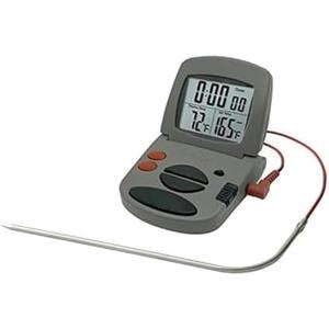 Taylor Programmable with Timer Instant Read Wired Probe Digital, Meat, Food, Grill BBQ Cooking Kitchen Thermometer with Timer, Gray