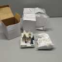 Tuanse 15 Pcs Christmas Village Accessories Set 4 LED Lighted Village Houses 10 Frosted Trees 3.5 oz Fake Snow for Christmas Collection Tabletop Mantel Shelf Indoor Room Decor (Elegant)