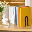 Chunful 6 Pcs Black Modern Metal Book Ends for Shelves Decorative Small Bookends Book Shelf Organizer Minimalist Design Stopper to Hold Books for Home Office (5.5 * 3.75 * 2.25inch)