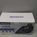 Steam Iron for Clothes 20s Fast Heating, 1700W Iron with 15.21oz Large Water Tank, 3-Way Auto shutoff, Burst Steam, Spray Mist, Anti-Drip, Self-Cleaning, Vertical Ironing for Home, Blue