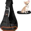 CUBY Dog and Cat Sling Carrier - Hands Free Reversible Pet Papoose Bag - Soft Pouch and Tote Design - Suitable for Puppy, Small Dogs Cats Outdoor (Black-Mesh, Adjust Strap 2.0)