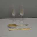 AW BRIDAL Champagne Flutes Wedding Cake Cutting Set Bridal Toasting Champagne Glasses for Wedding, Gifts for Couple Cake Knife and Server Set for Anniversary Engagement Gifts (Gold)