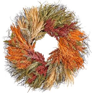Nearly Natural 26in. Fall Sorghum Harvest Autumn Artificial Wreath Nearly Natural 26in. Fall Sorghum Harvest Autumn Artificial Wreath
