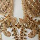 Zbroh 1PCS Handmade Shining Rhinestones Lace Applique Handsewing Beads Patches Trimming Weddings Evening Party Prom Dresses Accessories 15X22in (Champagne)