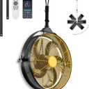 Outdoor Ceiling Fans with Lights for Garage,Gazebo Fan with Hook Remote&APP Control,Dimmable Hanging Fan with Plug in Cord for PergolaPatios,Yellow