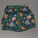 Dog Harness for Small Sized Dog,Hook-and-Loop Easy On/Off, Reflective Adjustable Soft Mesh Vest for Puppy (Green Floral Print,M) (M(Neck:12.5-14.4",Chest:18.7-21.0"))