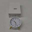 Analog Alarm Clock, 4 inch Super Silent Non Ticking Small Clock with Night Light, Battery Operated, Simple Design, easy setting for Office, Bedroom, Bedside, Desk, teens, elders, kids, adult, White