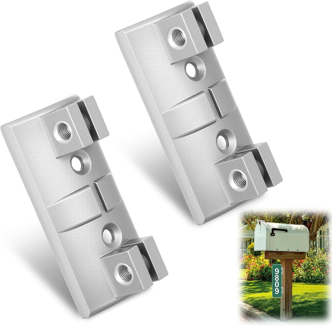 Hicarer 2 Packs Mailbox Mounting Bracket Street Sign Bracket for Horizontal Sign Mounting on Mailbox Poles and Posts for Wood or Metal Post Aluminum Wing Brackets for Flat and Extruded Billboard