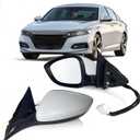 Left Driver side Mirror Fits 2018-2022 Honda Accord LX, Sport With Power Glass Heated, Blind Spot Detection and Manual Folding Match to Platinum White Pearl Replace HO1320329  7Pins-Left, Platinum White Pearlc