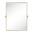 TEHOME 30x40'' Brushed Gold Pivoting Bathroom Vanity Mirror 40x30'' Brushed Brass Metal Framed Rectangle Tilting Beveled Vanity Mirrors for Wall