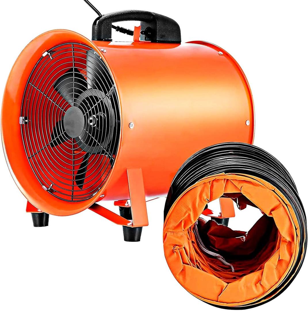 VEVOR Portable Ventilator, 12 inch Heavy Duty Cylinder Fan with 33ft Duct Hose, 585W Strong Shop Exhaust Blower 3198CFM, Industrial Utility Blower for Sucking Dust, Smoke, Smoke Home/Workplace