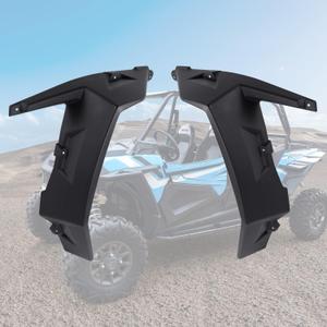 Front Extended Fender Flares Compatible with Polaris RZR 1000/XP 1000/XP4 TURBO 2 or 4 Seater 2014-2023,XXL Wider Black Mud Guards for 2881985 (Pair)