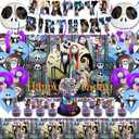 Birthday Party Decorations, Magical Wizard Pirate Halloween Horror Night Themed Party Supplies - Happy Birthday Banner, Balloons, Backdrop, Tablecloth, Cake Inserts Set-Black