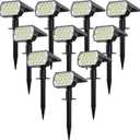 WELALO Solar Spot Lights Outdoor, [10 Pack/52 LED/3 Modes] Solar Landscape Spotlights, Solar Powered Security Lights, IP68 Waterproof Wall Lights for Outsides Walkway Yard Garden Driveway(Cool White)