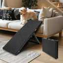 Dog Ramp for Car,33.2"x 12.8" Dog Stairs for Large Dogs with Anti-Slip Surface,Large Folding Pet Stairs for SUV,Truck with Adjustable Height,Outdoor Portable Wide Dog Steps up to 88LBS