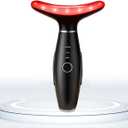 Face Massager -7 Color Red-Light-Therapy for Face and Neck for Wrinkles, Double Chin, Vibrating Facial Massager with Thermals (Black)