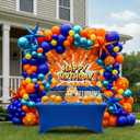 Orange and Metallic Blue Balloon Garland Arch Kit with star-printed Star Shape Balloons Birthday Backdrop for anime Dragon Cartoon hero Theme Birthday Sports Space Basketball Party Decorations