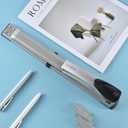 Long Reach Stapler,with 2000 Staples & Stapler Remover Full Strip20-25 Sheet Capacity,with Built-in Ruler and Adjustable Locking Paper Guide, Silvery