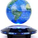 Levitating Globe, Floating Globe 6 Inches, Magnetic Levitation Rotating World Map Globes Lamp with LED Lights for Home Office Decoration, Night Lights Gifts (White Light)