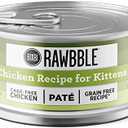 BIXBI Rawbble Chicken Pate Recipe for Kittens Cans – Grain Free, Protein Rich Wet Kitten Food–(2.75 Ounce Cans, Case of 24). Jun/2025