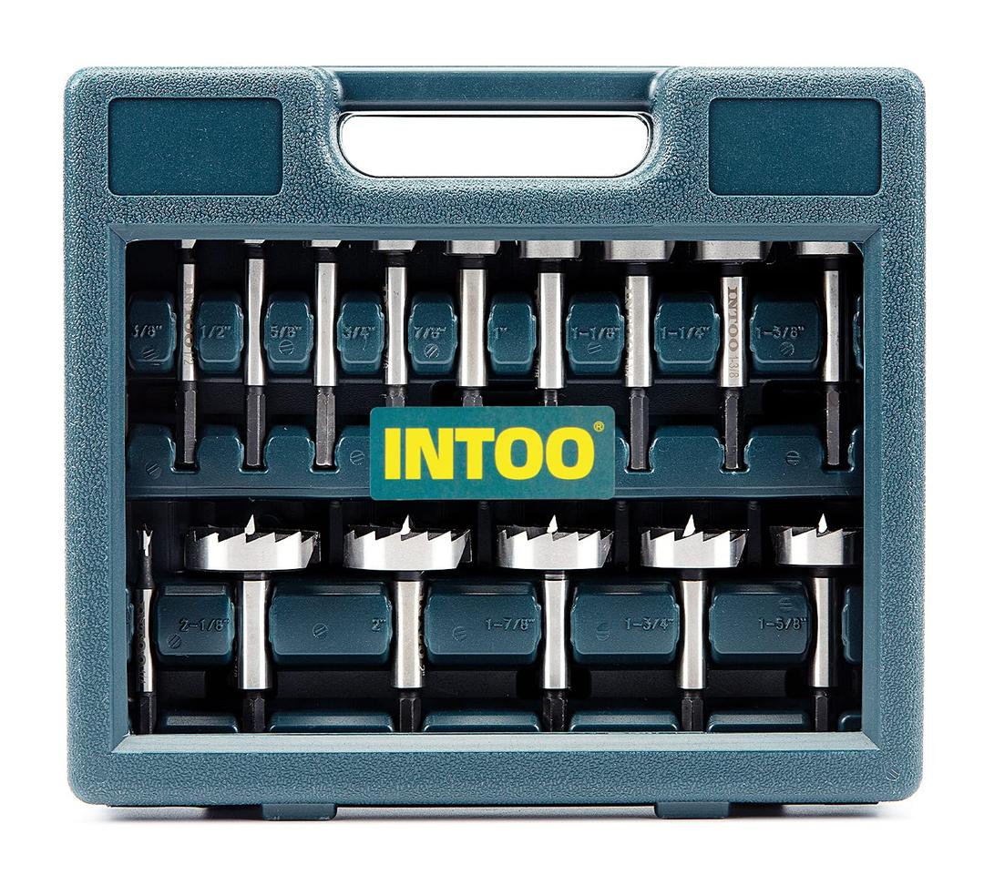 INTOO Hex Shank Forstner Bit Set 16 pcs Multi Sided Shank Wood Drill bit Set