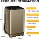 Full Automatic Washing Machine, AYCLIF 17.7 lbs Apartment Washing Machine with Drain Pump,10 Wash Programs 8 Water Levels,for Dorm Apartment RV Full-Automatic Washing Machines, 21"D x 21"W x 35"H