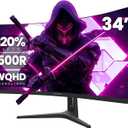 CRUA 34Inch Ultrawide Gaming Monitor, WQHD(3440 * 1440P) 144Hz/165Hz Curved Monitor,120% sRGB, Computer Monitor that Supports AMD Freesync, Wall Mountable Installs(HDMI, DP)-Black