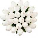 28 Pcs PU Faux Silk Artificial Tulipanes 13.5 Inches - Simulation Flowers for Spring Easter Celebration Mothers Day Brunch Table DecorWhite