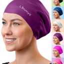 Limmys Adult Long Hair Swimming Cap - 100% Silicone Swim Caps for Men and Women - Premium Quality, Stretchable and Comfortable Swimming Hats, Purple, Large